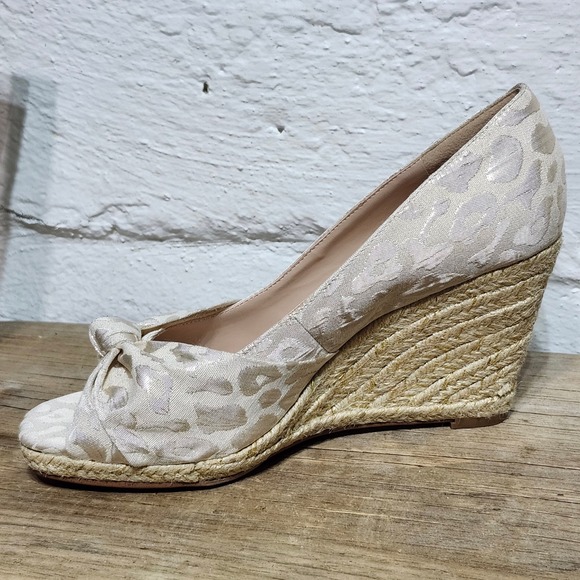 Kelly &‎ Katie Espadrille Wedge Open Toe Heels Knot Detail Size 9M Leopard Print - Picture 5 of 11